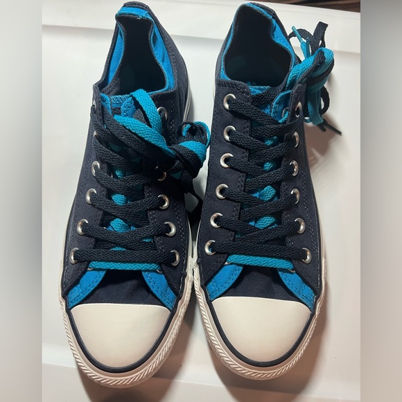 New Converse All Star Double Tongue Black Canvas Low Sneakers Unisex Size M8/W10 - Picture 2 of 7